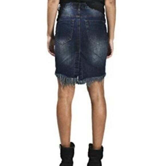 NWOT One Teaspoon 2020 High Rise Denim Midi Skirt 24 - Picture 4 of 8